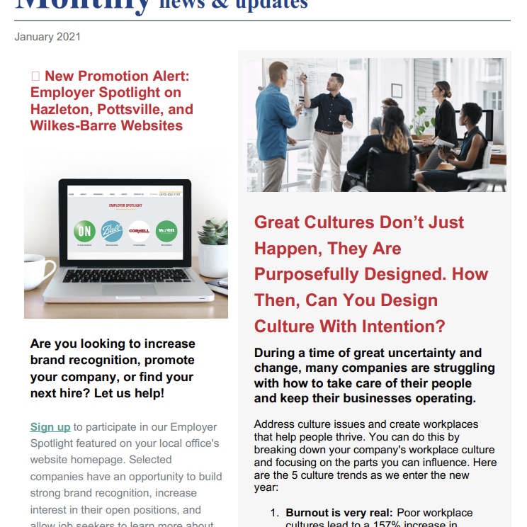 Employer Monthly Newsletter