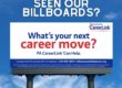 PA Careerlink billboard against a blue sky with type in the sky that reads: Have you seen our billboards?