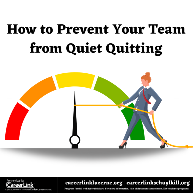Illustrated graphic titled How to Prevent Your Team from Quiet Quitting